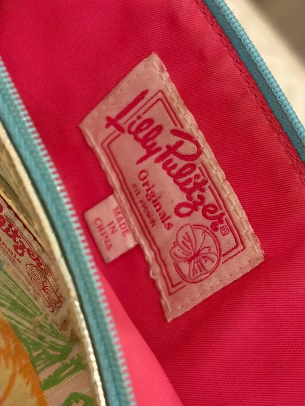Lilly Pulitzer Multi-Color Seashell Print Cosmetic Case with Gold Trim